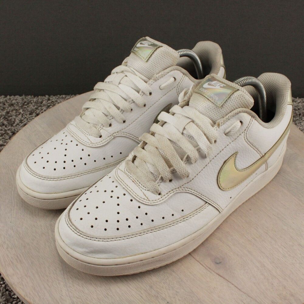 Nike Court Vision Low Sneakers Womens 10 White Leather Casual - Picture 5 of 11